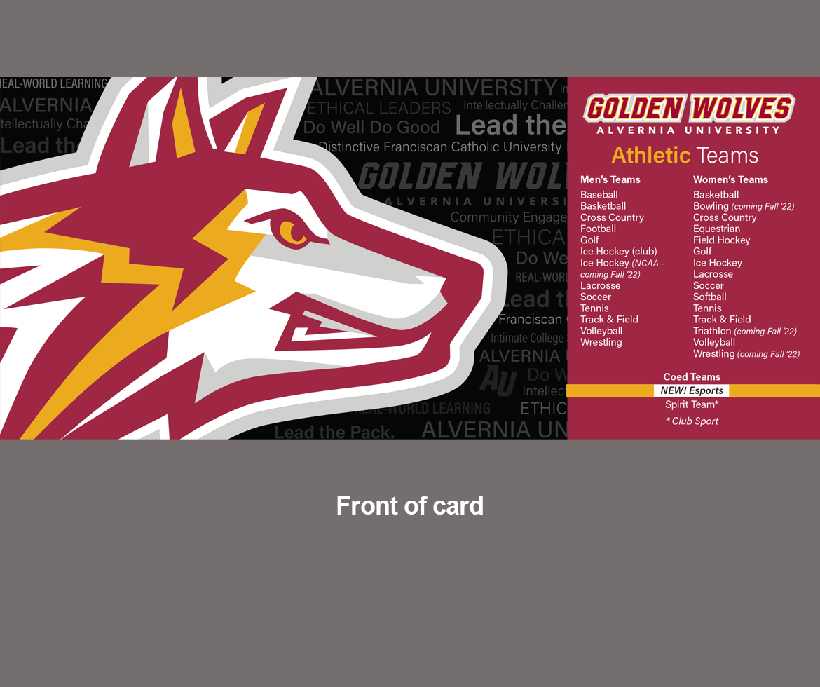 Alvernia University Admissions Fast Facts postcard, front